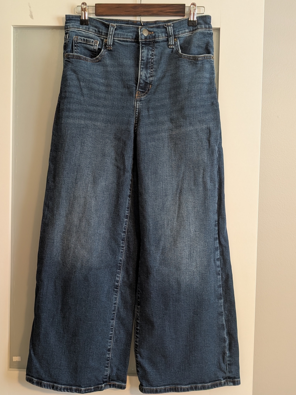 Banana Republic Wide-Leg High-Rise Jeans in Dark Blue Wash